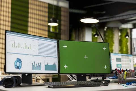 Empty professional office includes analytics tools and isolated display Stock Photos