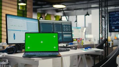 Empty professional office includes analytics tools and isolated display Stock Photos