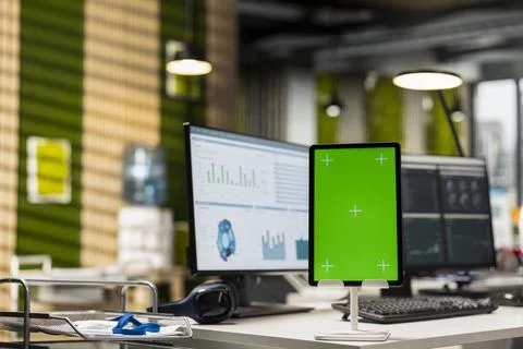 Empty professional office includes analytics tools and isolated display Stock Photos