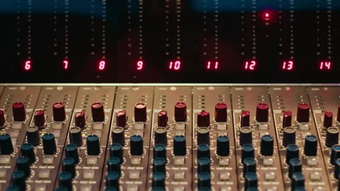 Empty professional studio with control desk mixer and pre amp knobs 스톡 동영상 270505355