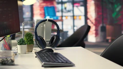 Empty programmer digital workspace shows real time code and AI driven algorithms Stock-Footage 308670880