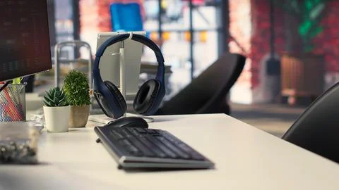 Empty programmer digital workspace shows real time code and AI driven algorithms 스톡 사진