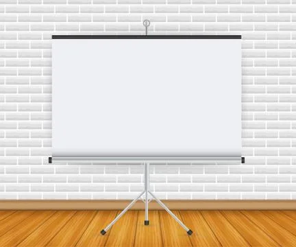 Empty Projection screen, Presentation board, blank whiteboard for conference. Stock Illustration