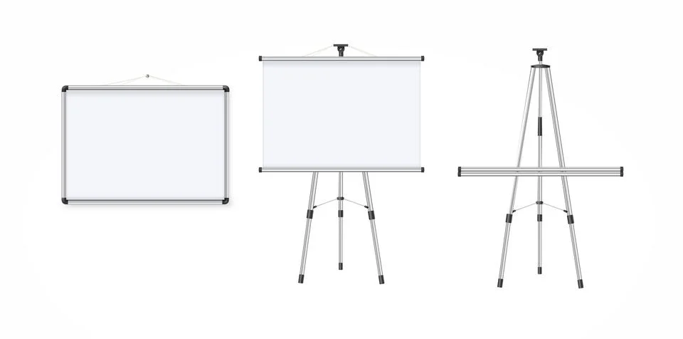 Empty Projection screen, Presentation board in realistic style. Horizontal roll Stock Illustration