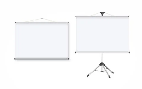 Empty Projection screen, Presentation board in realistic style. Horizontal roll Stock Illustration