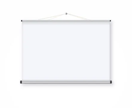 Empty Projection screen, Presentation board in realistic style. Horizontal roll Stock Illustration
