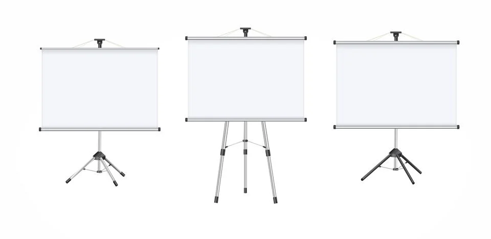 Empty Projection screen, Presentation board in realistic style. Horizontal roll Stock Illustration