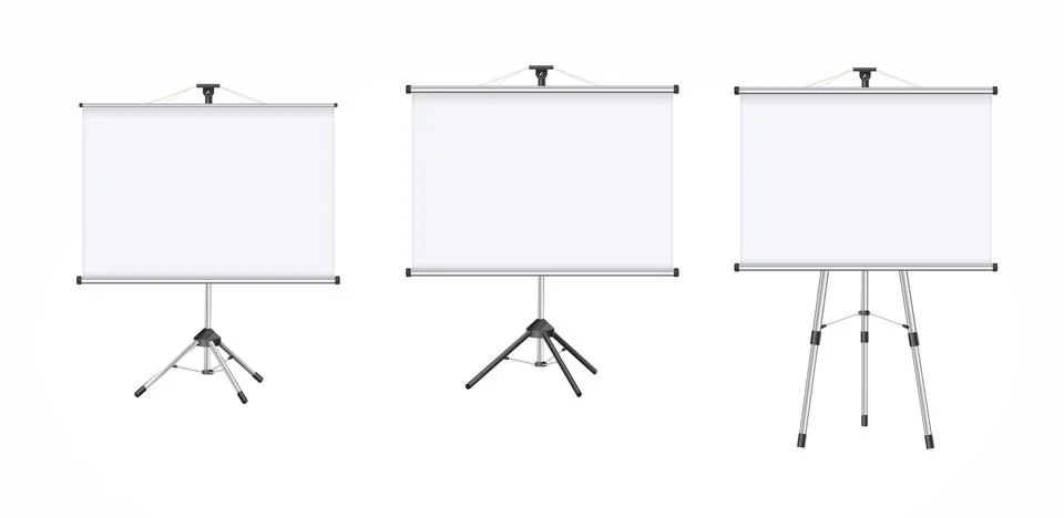 Empty Projection screen, Presentation board in realistic style. Horizontal roll Stock Illustration