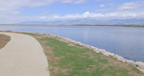 Empty promenade on the coast of Nin. Stock Footage 133768953