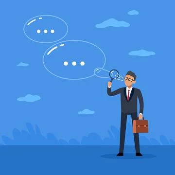 Empty promises. Man blowing soap bubbles. Scammer deceives. Lies and bragging Stock Illustration