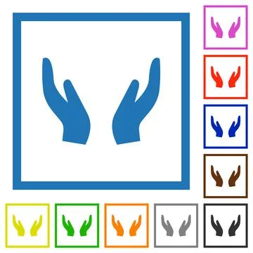 Empty protecting hands solid flat framed icons Stockillustratie