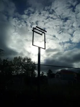 Empty pub sign with cloudy blue sky. Stock Photos
