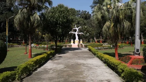 Empty public park during curfew cause of Corona Virus quarantine Stock Footage 128124484