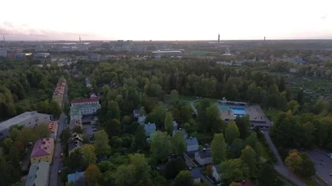 Empty public swimming pool and Kumpula area, Helsinki Stock Footage 253558356