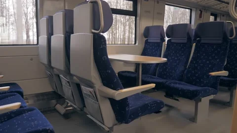 Empty public train coronavirus pandemic Stock Footage 145630868