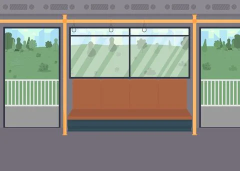Empty public train flat color vector illustration Illustrazione stock