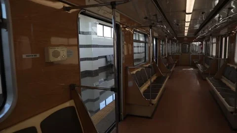 Empty Public Transit Subway Metro Benches of Wagon Train 스톡 동영상 233992317