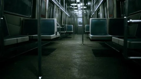 Empty Public Transit Subway Metro Train Stock Illustration