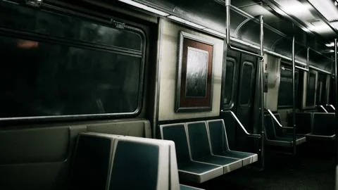 Empty Public Transit Subway Metro Train Stock Illustration