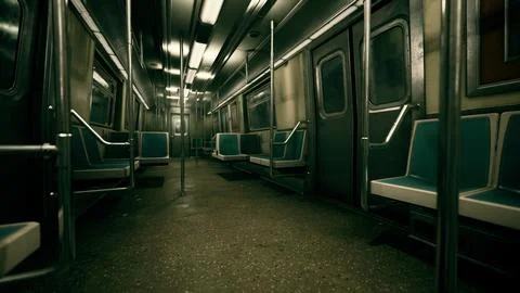 Empty Public Transit Subway Metro Train Stock Illustration