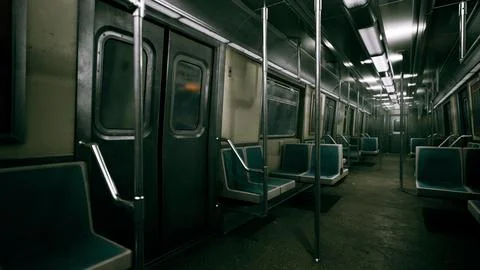 Empty Public Transit Subway Metro Train Stock Illustration