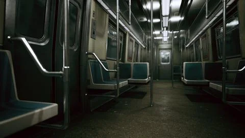 Empty Public Transit Subway Metro Train Stock Illustration