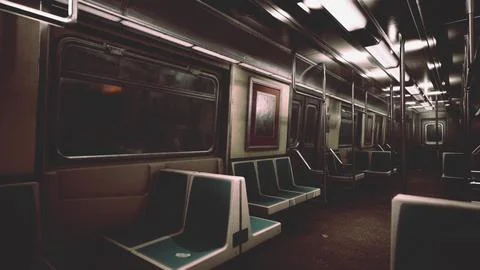 Empty Public Transit Subway Metro Train Stock Illustration