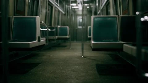 Empty Public Transit Subway Metro Train Stock Illustration