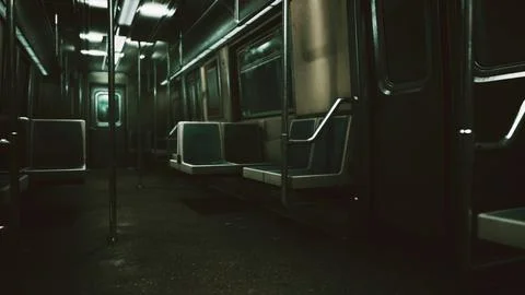 Empty Public Transit Subway Metro Train Stock Illustration