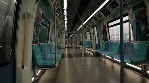Empty public transport train during COVID19 outbreak in Malaysia Stock Footage