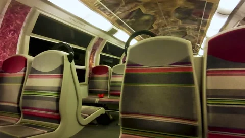 Empty Public Transport Train Seats in Paris Metro, France. Stock Footage 231567400