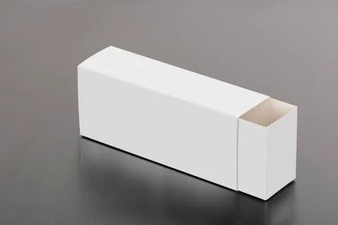 Empty pull out box on dark table mock-up series Stock Photos