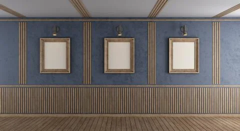 Empty purple room with blank frame Stock Illustration