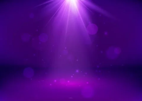 Empty Purple Studio and Spotlight. Bright shiny beads and glitter elements. V Stock Illustration