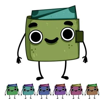 Empty purse character cartoon vector graphic Stock Illustration
