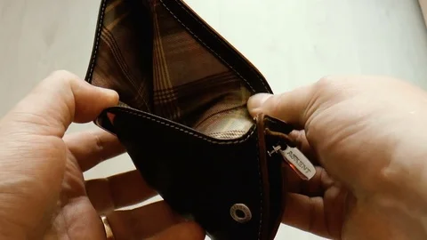 Empty purse in hands Stock Footage 78307220