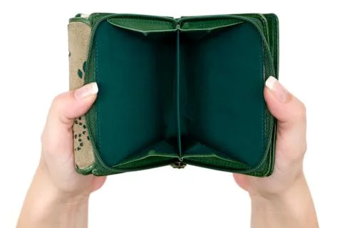 Empty Purse Isolated on a White Background Foto stock