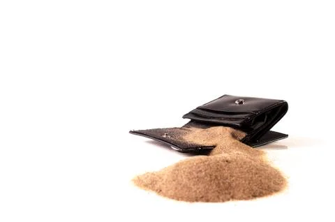 Empty purse with sand Stock Photos