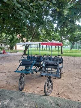 Empty quad bikes in the park Foto stock