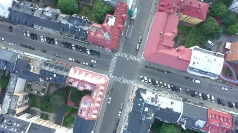 Empty quarantined city street &amp; intersection during Coronavirus Covid19 outbreak Stock Footage 138177972