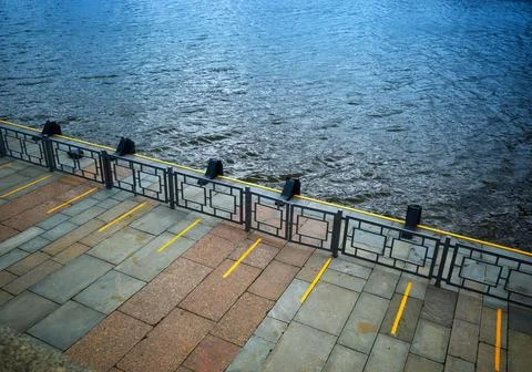 Empty quay in diagonal perspective background Stock Photos