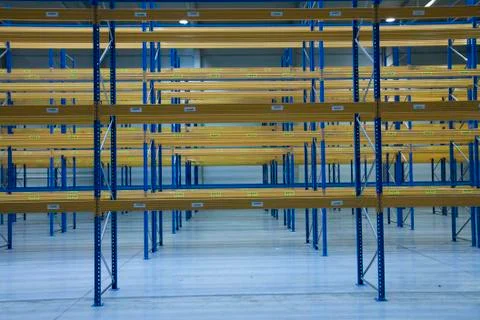 Empty rack in empty store Stock Photos