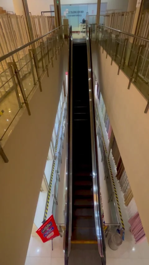 Empty Racks and Escalator View in the Mall Stock Footage 302533087