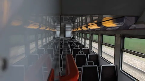 Empty railcar first floor reflection Stock Footage 4279490