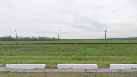 Empty Railroad Green Field Stock Footage 154154116