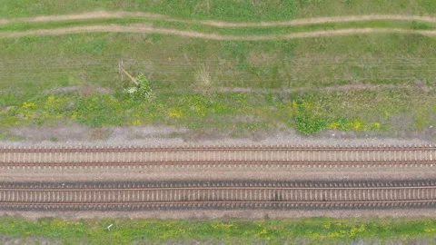 Empty Railroad Top View Stock Footage 154477256
