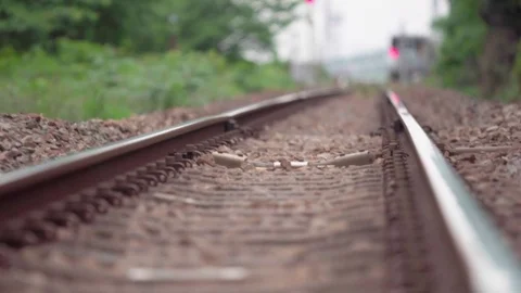 Empty railway in low angle Stock Footage 75715558
