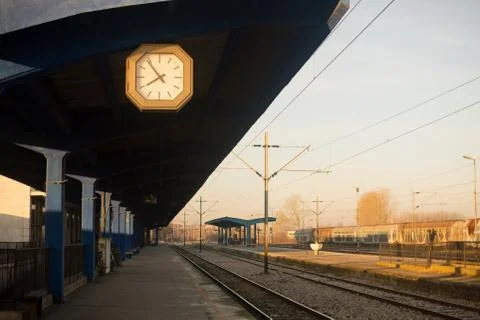 Empty railway station Stock Photos