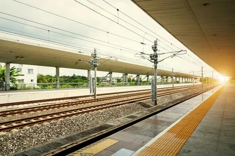 An empty railway station Stock Photos