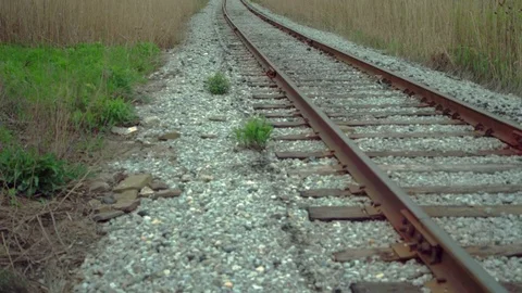 Empty Railway Tracks tilt-up Stock Footage 75265831